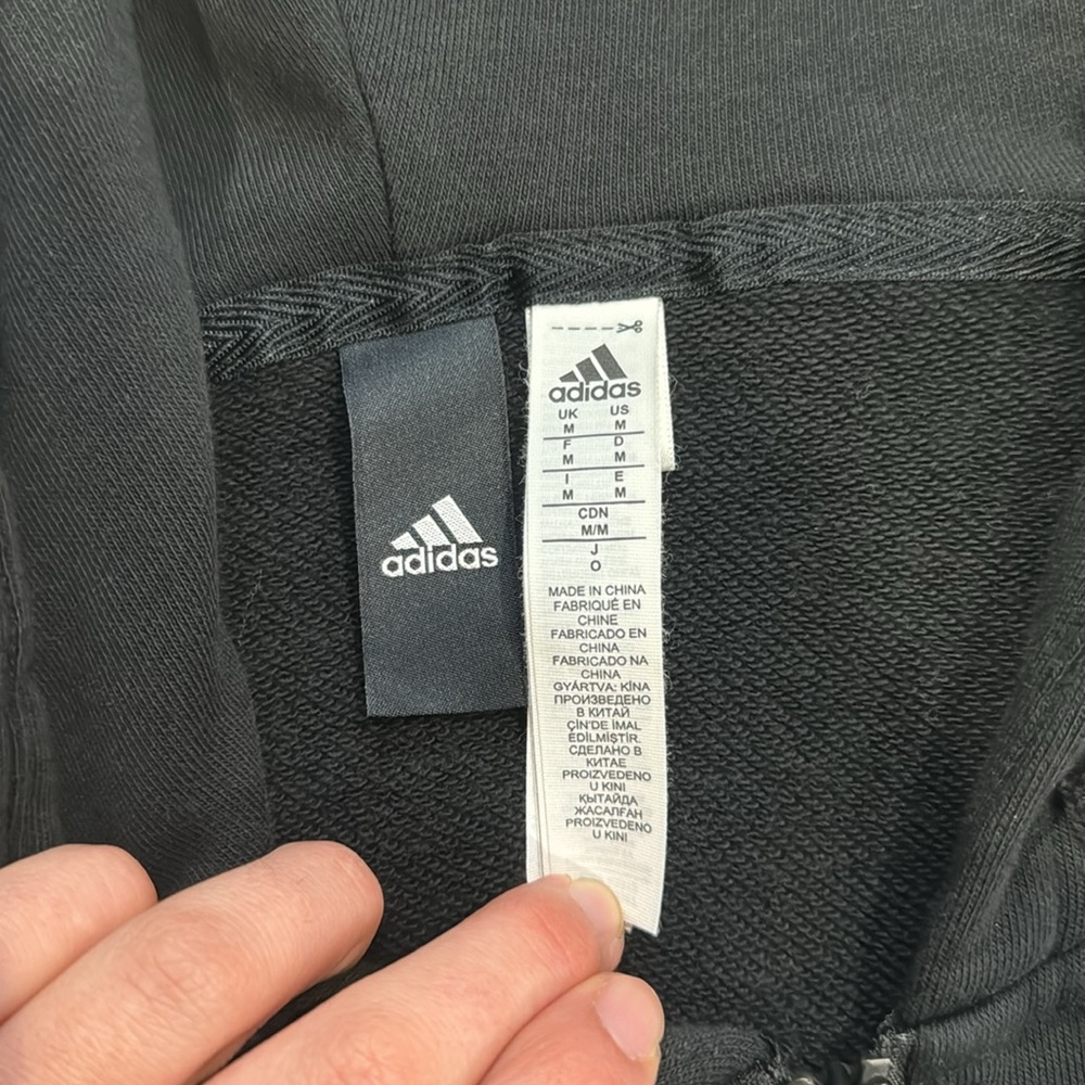 Adidas Men’s Black / White 3-Stripe Hoodie (Size Medium) - Picture 2 of 3